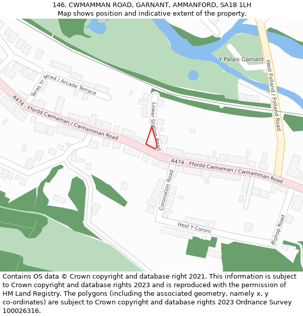 146, CWMAMMAN ROAD, GARNANT, AMMANFORD, SA18 1LH: Location map and indicative extent of plot