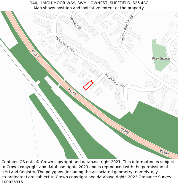 146, HAIGH MOOR WAY, SWALLOWNEST, SHEFFIELD, S26 4SG: Location map and indicative extent of plot