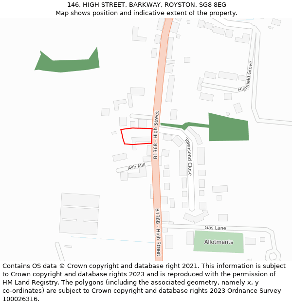 146, HIGH STREET, BARKWAY, ROYSTON, SG8 8EG: Location map and indicative extent of plot