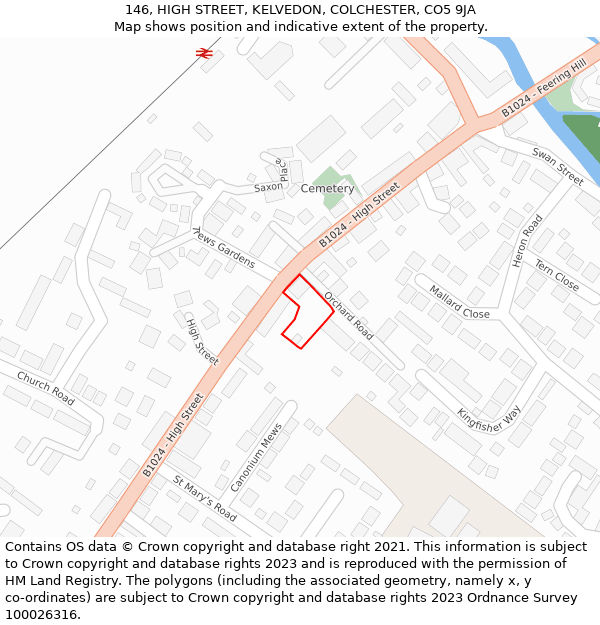 146, HIGH STREET, KELVEDON, COLCHESTER, CO5 9JA: Location map and indicative extent of plot