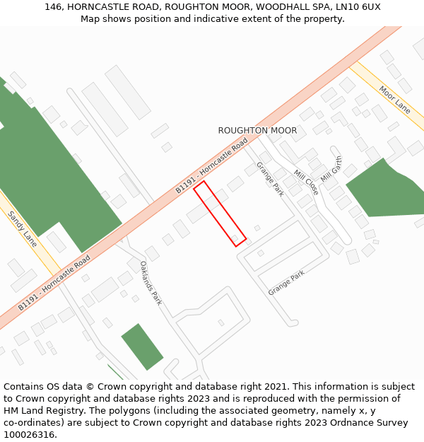 146, HORNCASTLE ROAD, ROUGHTON MOOR, WOODHALL SPA, LN10 6UX: Location map and indicative extent of plot