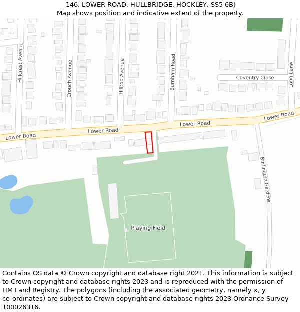 146, LOWER ROAD, HULLBRIDGE, HOCKLEY, SS5 6BJ: Location map and indicative extent of plot