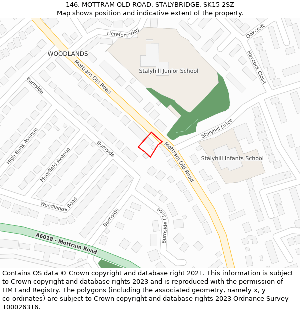 146, MOTTRAM OLD ROAD, STALYBRIDGE, SK15 2SZ: Location map and indicative extent of plot