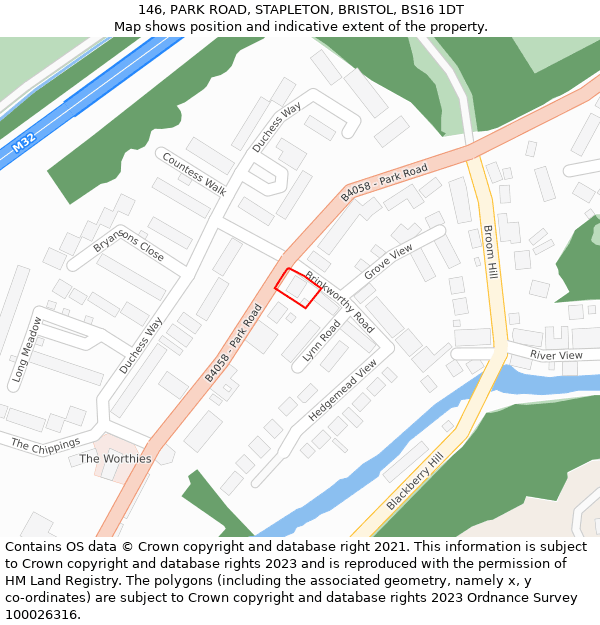 146, PARK ROAD, STAPLETON, BRISTOL, BS16 1DT: Location map and indicative extent of plot