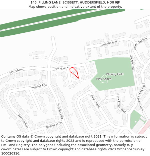 146, PILLING LANE, SCISSETT, HUDDERSFIELD, HD8 9JF: Location map and indicative extent of plot