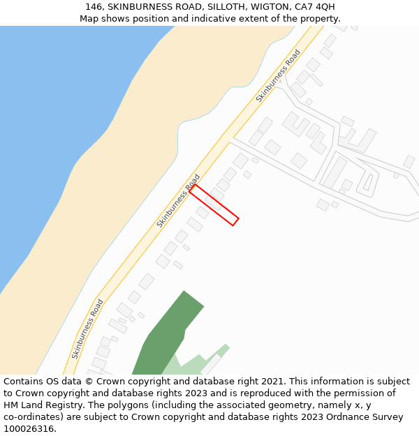 146, SKINBURNESS ROAD, SILLOTH, WIGTON, CA7 4QH: Location map and indicative extent of plot