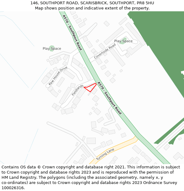 146, SOUTHPORT ROAD, SCARISBRICK, SOUTHPORT, PR8 5HU: Location map and indicative extent of plot