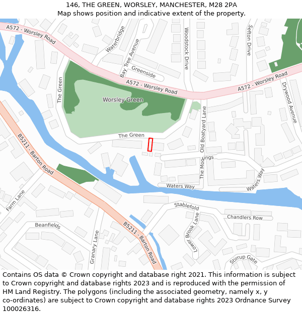 146, THE GREEN, WORSLEY, MANCHESTER, M28 2PA: Location map and indicative extent of plot