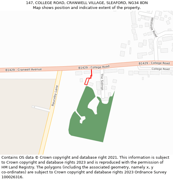 147, COLLEGE ROAD, CRANWELL VILLAGE, SLEAFORD, NG34 8DN: Location map and indicative extent of plot