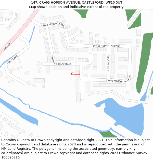 147, CRAIG HOPSON AVENUE, CASTLEFORD, WF10 5UT: Location map and indicative extent of plot