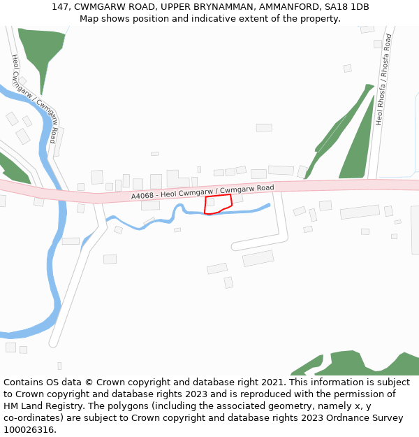 147, CWMGARW ROAD, UPPER BRYNAMMAN, AMMANFORD, SA18 1DB: Location map and indicative extent of plot