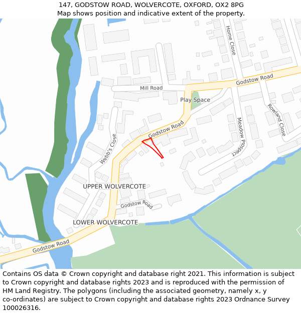 147, GODSTOW ROAD, WOLVERCOTE, OXFORD, OX2 8PG: Location map and indicative extent of plot