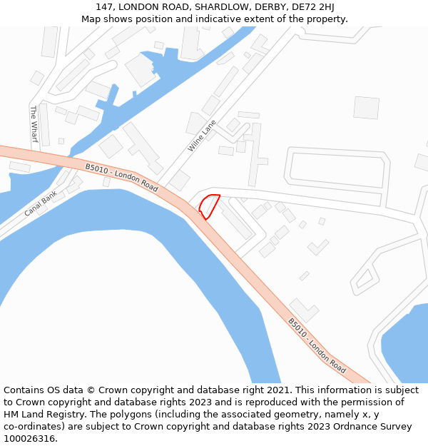 147, LONDON ROAD, SHARDLOW, DERBY, DE72 2HJ: Location map and indicative extent of plot