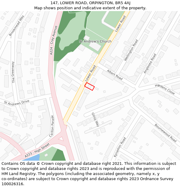 147, LOWER ROAD, ORPINGTON, BR5 4AJ: Location map and indicative extent of plot