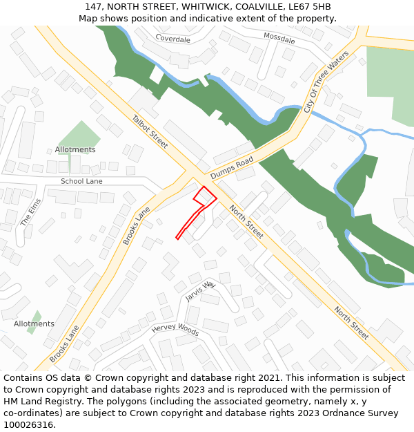 147, NORTH STREET, WHITWICK, COALVILLE, LE67 5HB: Location map and indicative extent of plot