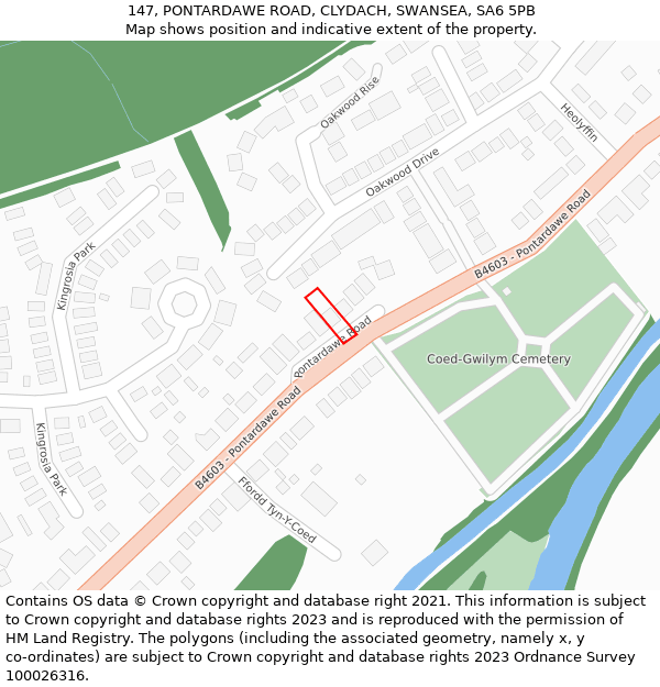 147, PONTARDAWE ROAD, CLYDACH, SWANSEA, SA6 5PB: Location map and indicative extent of plot