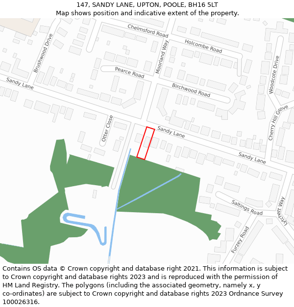 147, SANDY LANE, UPTON, POOLE, BH16 5LT: Location map and indicative extent of plot