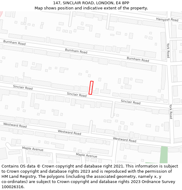 147, SINCLAIR ROAD, LONDON, E4 8PP: Location map and indicative extent of plot