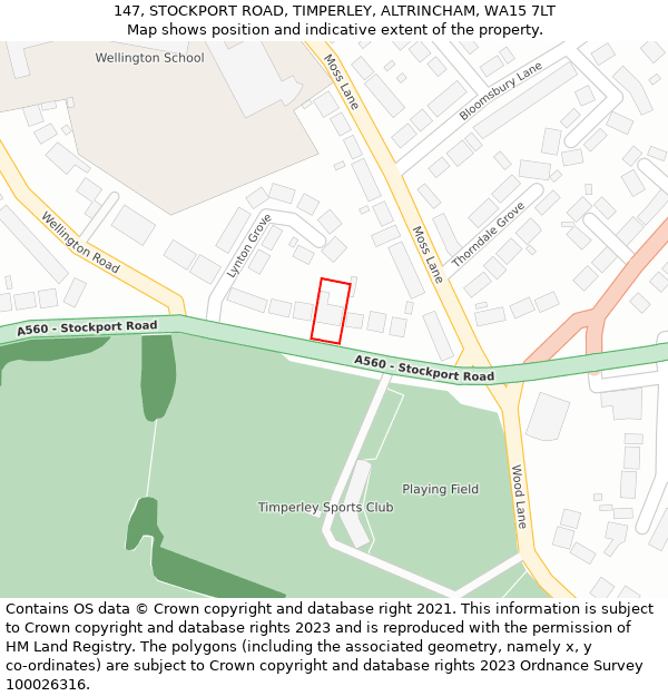 147, STOCKPORT ROAD, TIMPERLEY, ALTRINCHAM, WA15 7LT: Location map and indicative extent of plot