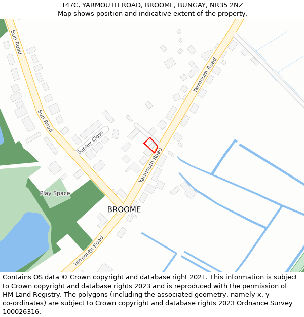 147C, YARMOUTH ROAD, BROOME, BUNGAY, NR35 2NZ: Location map and indicative extent of plot