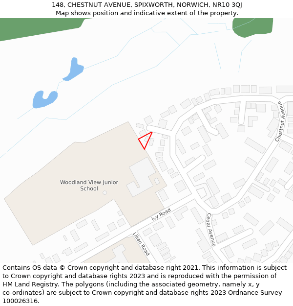 148, CHESTNUT AVENUE, SPIXWORTH, NORWICH, NR10 3QJ: Location map and indicative extent of plot