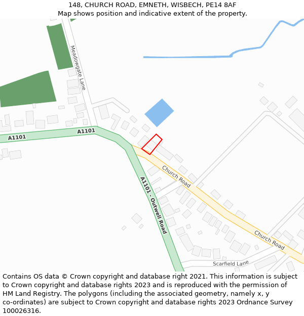 148, CHURCH ROAD, EMNETH, WISBECH, PE14 8AF: Location map and indicative extent of plot