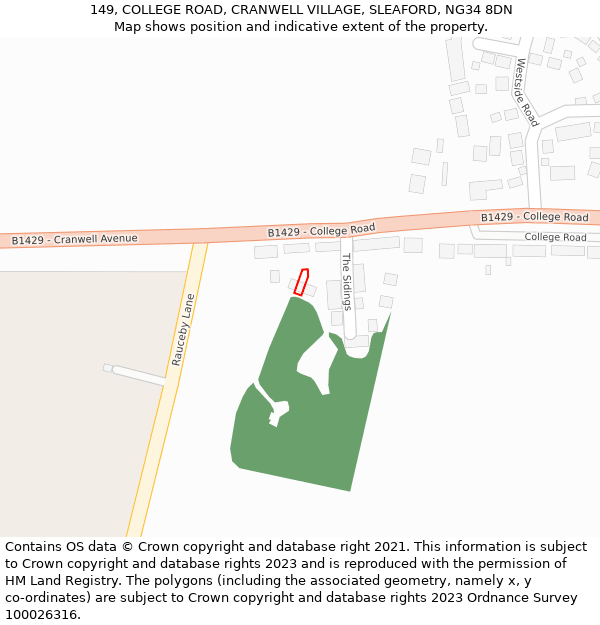 149, COLLEGE ROAD, CRANWELL VILLAGE, SLEAFORD, NG34 8DN: Location map and indicative extent of plot