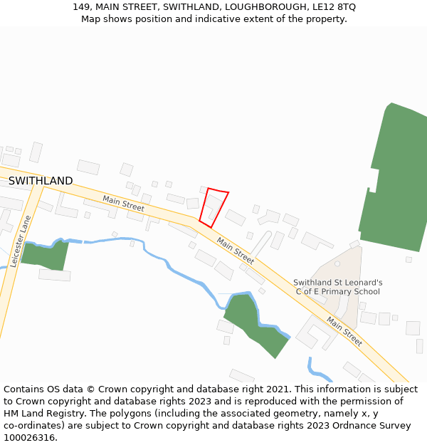 149, MAIN STREET, SWITHLAND, LOUGHBOROUGH, LE12 8TQ: Location map and indicative extent of plot