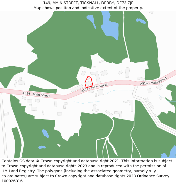 149, MAIN STREET, TICKNALL, DERBY, DE73 7JF: Location map and indicative extent of plot