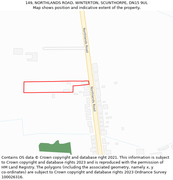 149, NORTHLANDS ROAD, WINTERTON, SCUNTHORPE, DN15 9UL: Location map and indicative extent of plot