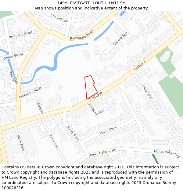 149A, EASTGATE, LOUTH, LN11 9AJ: Location map and indicative extent of plot