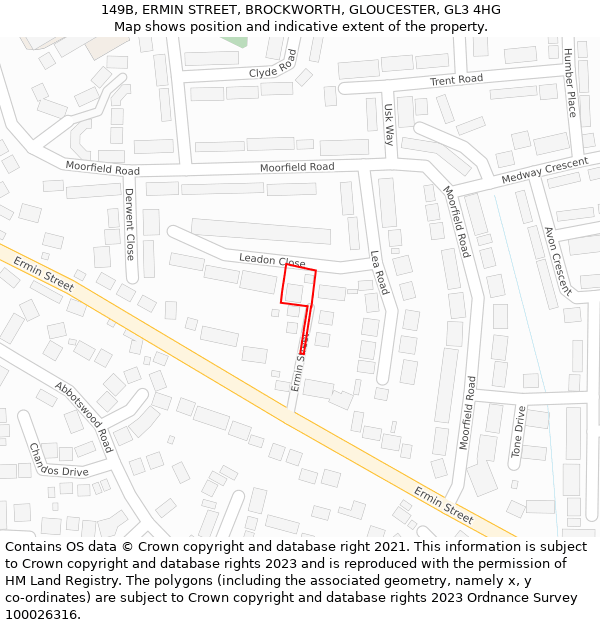 149B, ERMIN STREET, BROCKWORTH, GLOUCESTER, GL3 4HG: Location map and indicative extent of plot