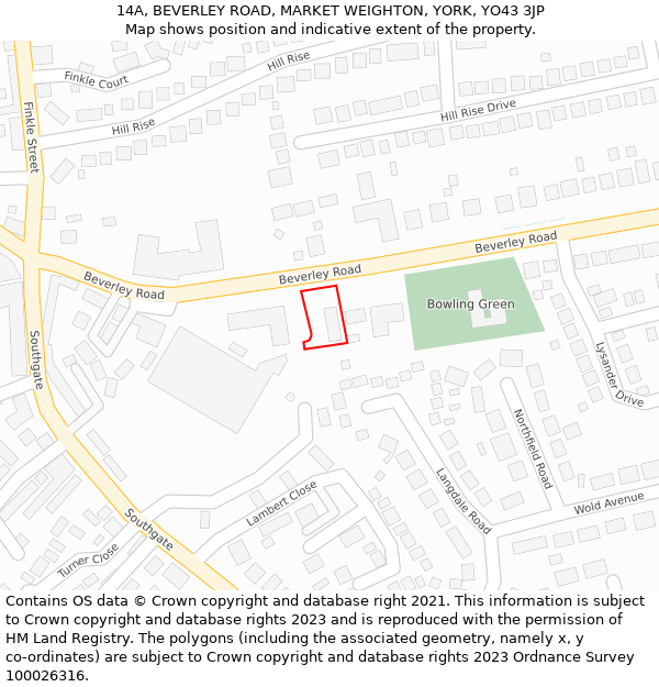 14A, BEVERLEY ROAD, MARKET WEIGHTON, YORK, YO43 3JP: Location map and indicative extent of plot