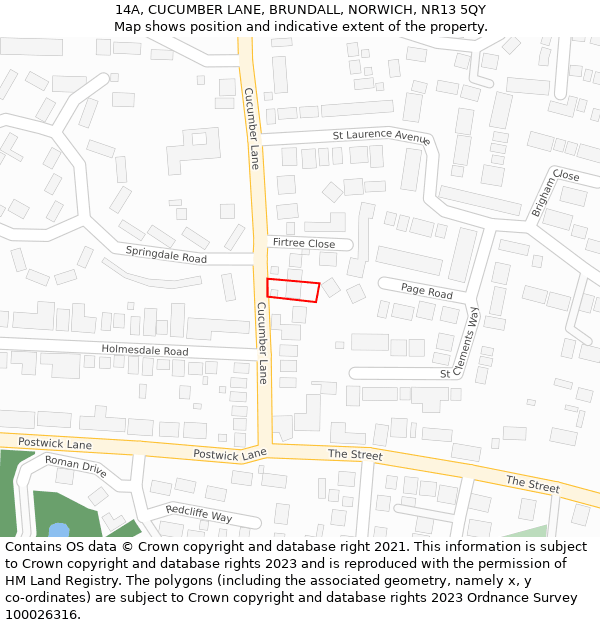 14A, CUCUMBER LANE, BRUNDALL, NORWICH, NR13 5QY: Location map and indicative extent of plot