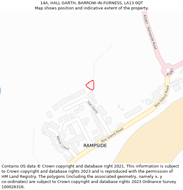 14A, HALL GARTH, BARROW-IN-FURNESS, LA13 0QT: Location map and indicative extent of plot