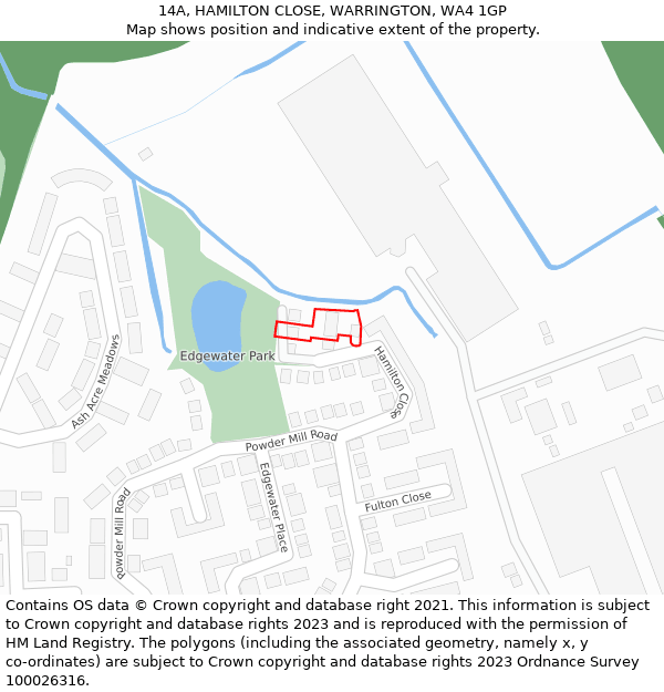 14A, HAMILTON CLOSE, WARRINGTON, WA4 1GP: Location map and indicative extent of plot