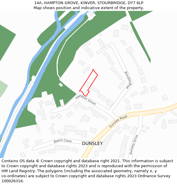 14A, HAMPTON GROVE, KINVER, STOURBRIDGE, DY7 6LP: Location map and indicative extent of plot