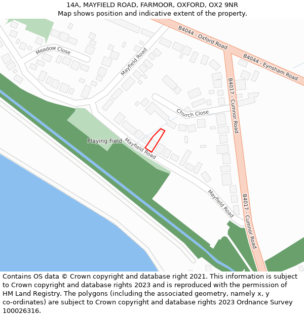 14A, MAYFIELD ROAD, FARMOOR, OXFORD, OX2 9NR: Location map and indicative extent of plot