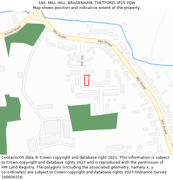 14A, MILL HILL, BRADENHAM, THETFORD, IP25 7QW: Location map and indicative extent of plot