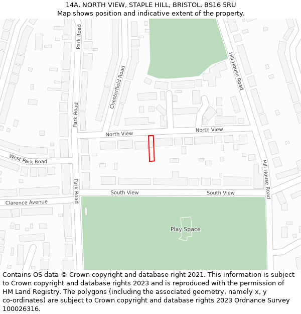 14A, NORTH VIEW, STAPLE HILL, BRISTOL, BS16 5RU: Location map and indicative extent of plot