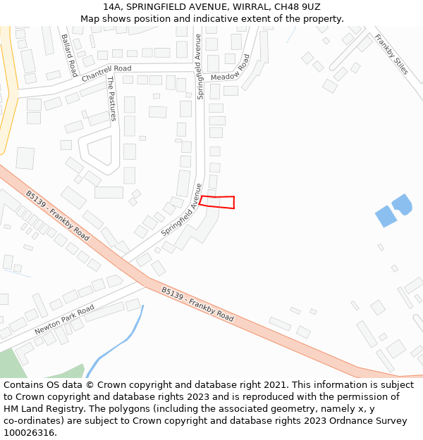 14A, SPRINGFIELD AVENUE, WIRRAL, CH48 9UZ: Location map and indicative extent of plot