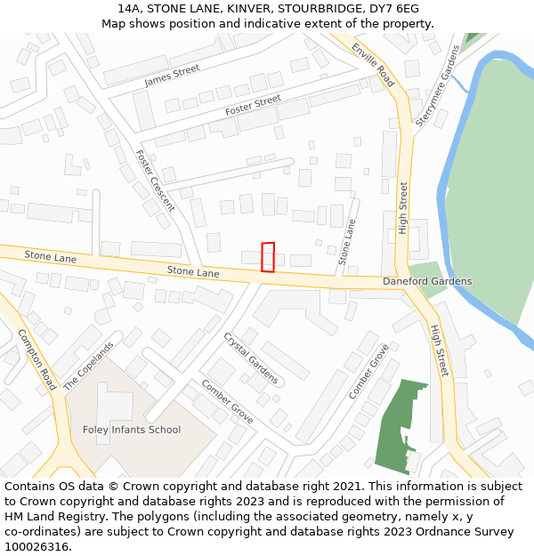 14A, STONE LANE, KINVER, STOURBRIDGE, DY7 6EG: Location map and indicative extent of plot