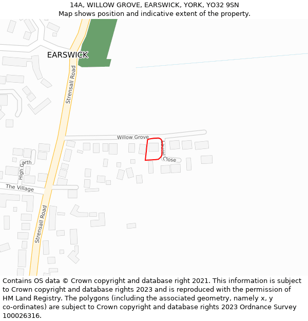 14A, WILLOW GROVE, EARSWICK, YORK, YO32 9SN: Location map and indicative extent of plot