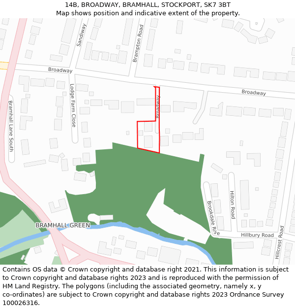 14B, BROADWAY, BRAMHALL, STOCKPORT, SK7 3BT: Location map and indicative extent of plot