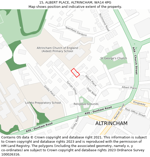 15, ALBERT PLACE, ALTRINCHAM, WA14 4PG: Location map and indicative extent of plot