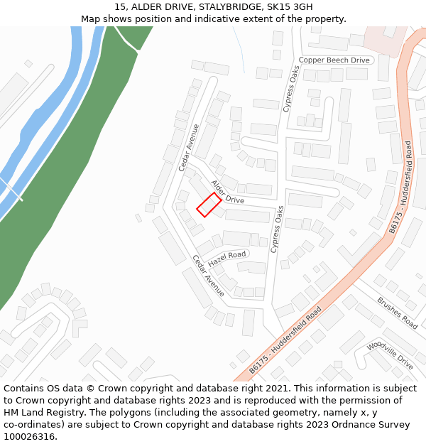 15, ALDER DRIVE, STALYBRIDGE, SK15 3GH: Location map and indicative extent of plot