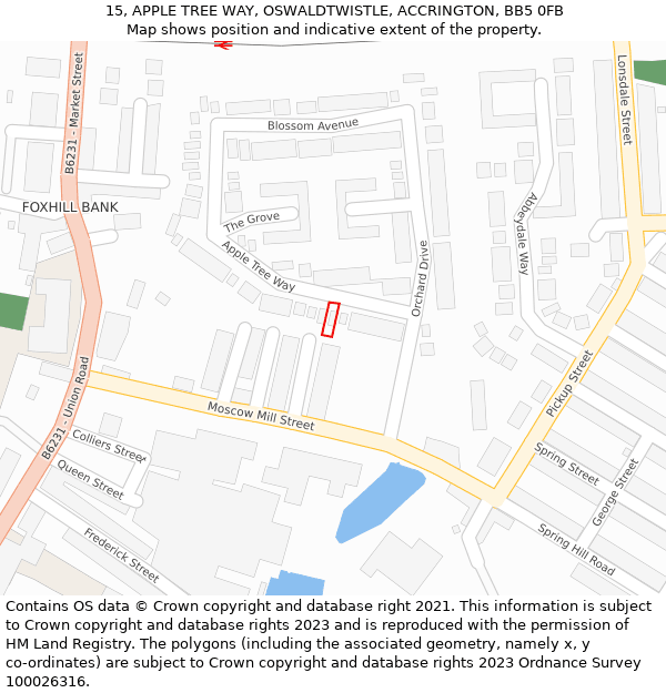 15, APPLE TREE WAY, OSWALDTWISTLE, ACCRINGTON, BB5 0FB: Location map and indicative extent of plot