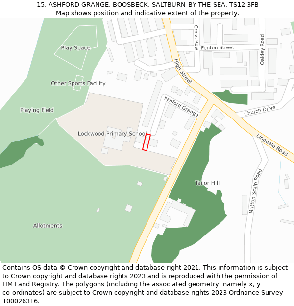 15, ASHFORD GRANGE, BOOSBECK, SALTBURN-BY-THE-SEA, TS12 3FB: Location map and indicative extent of plot