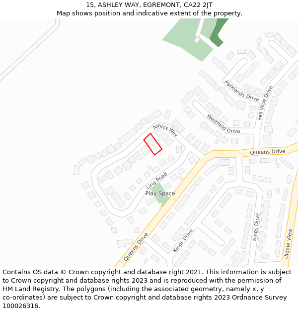 15, ASHLEY WAY, EGREMONT, CA22 2JT: Location map and indicative extent of plot