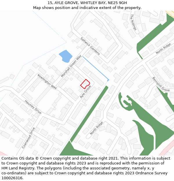 15, AYLE GROVE, WHITLEY BAY, NE25 9GH: Location map and indicative extent of plot